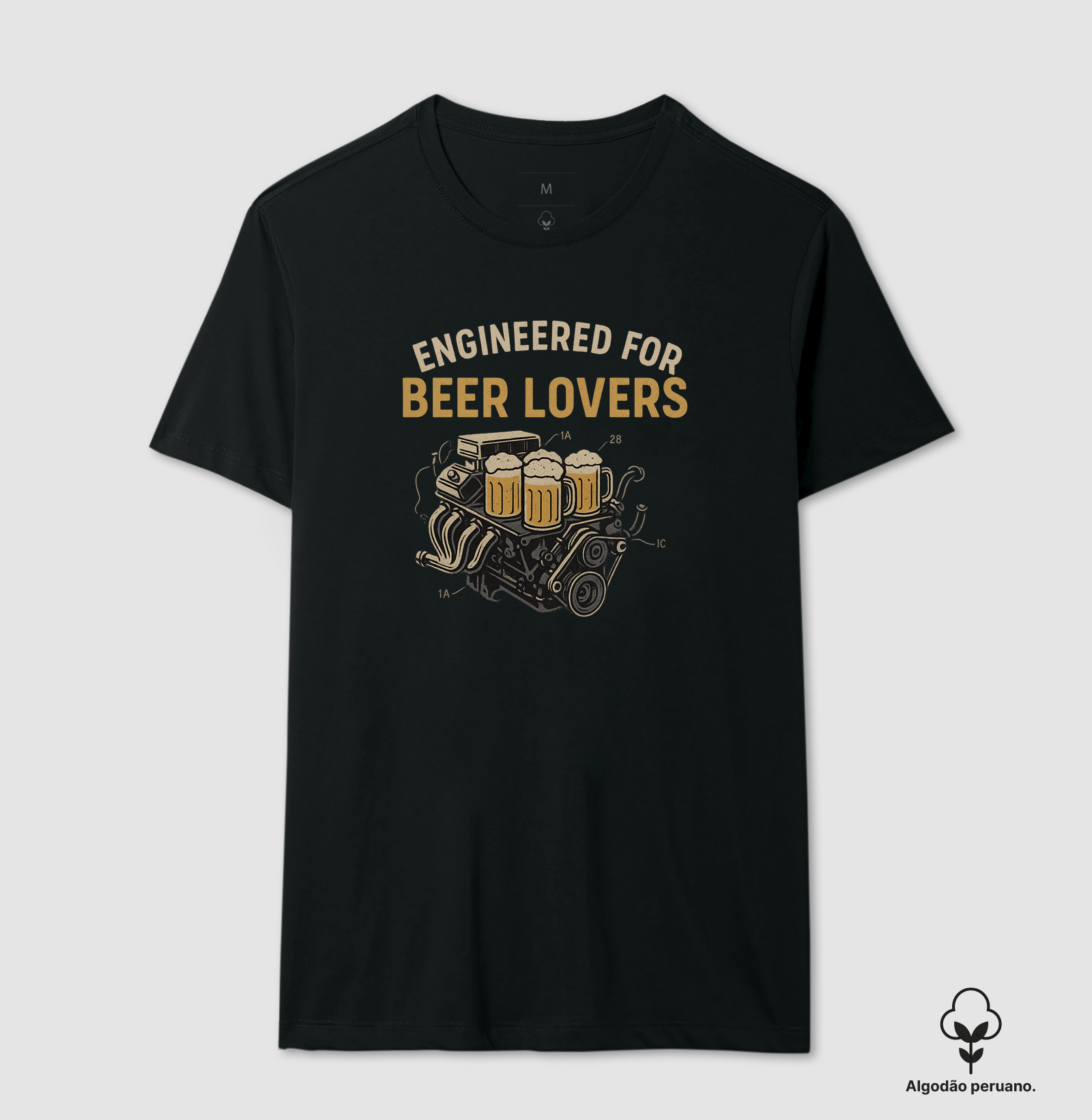 Camiseta Engineered for Beer Lovers Motor e Cerveja Artesanal
