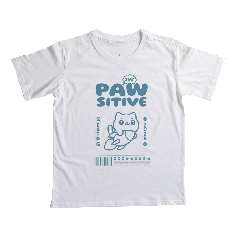 Camiseta Infantil Fofa Gato Stay Pawsitive