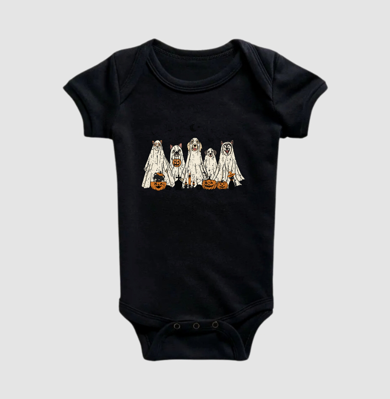 Body Infantil Vintage Halloween Cachorros