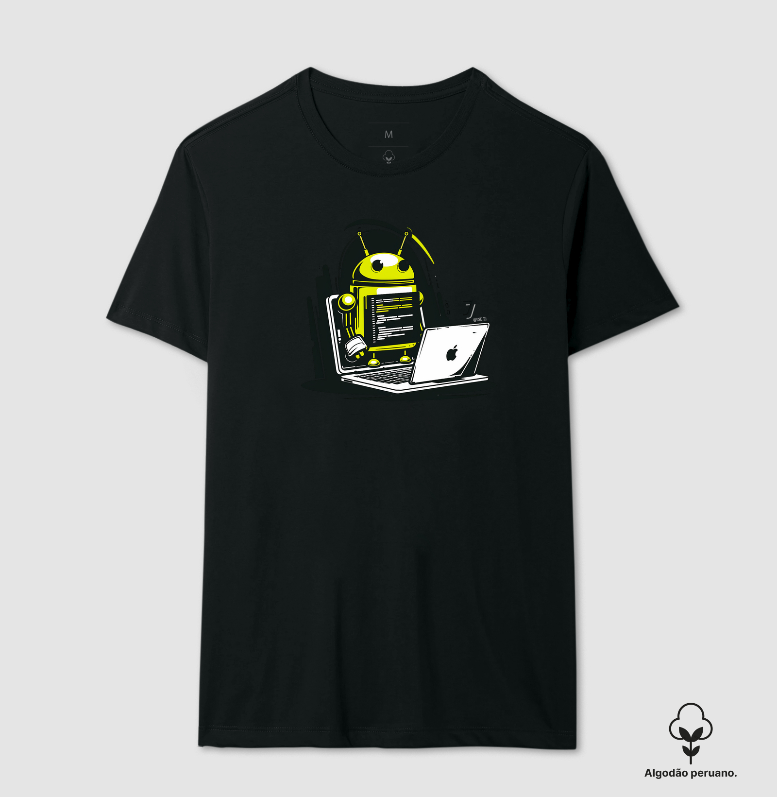 Camiseta Algodão Peruano "Android usando Mac" T.I