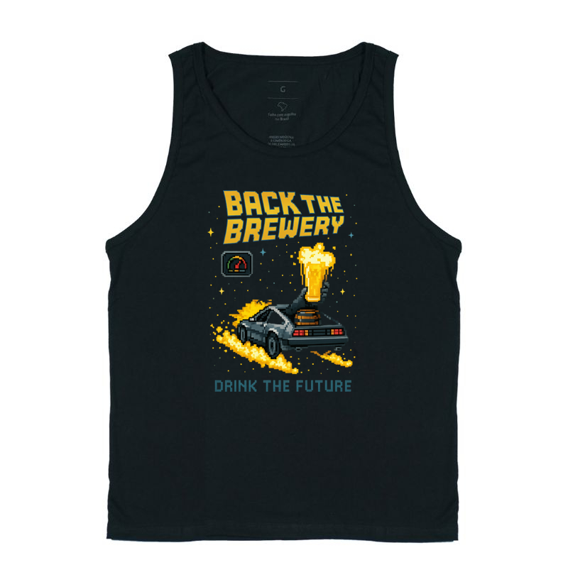 Camiseta Back the Brewery – Carro Futurista e Chope Pixel Art