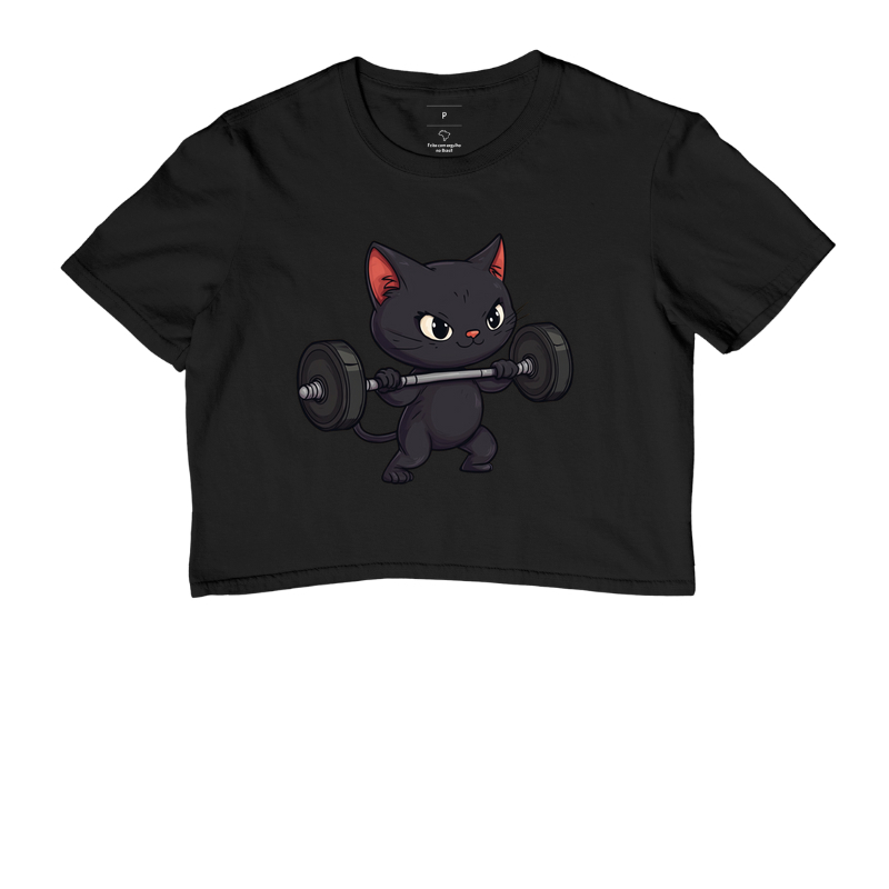 Gato preto com barbell