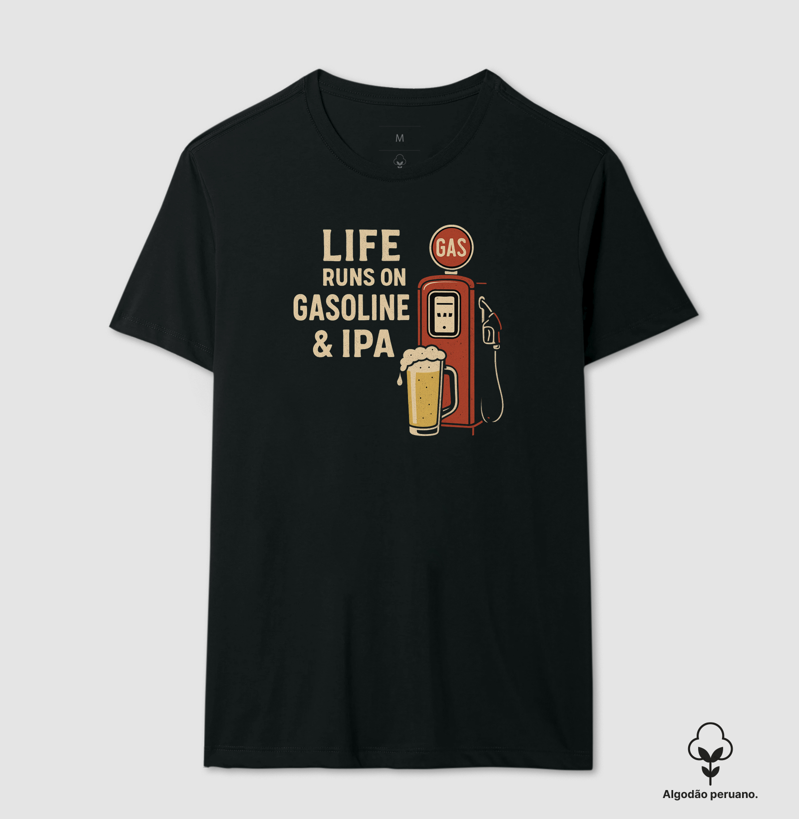Camiseta Gasoline & IPA – Vida Movida a Chope e Combustível
