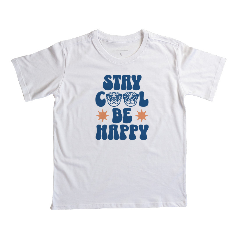 Camiseta Infantil Pug Stay Cool Be Happy
