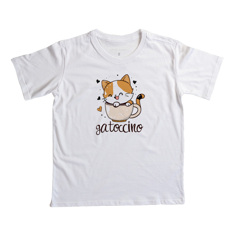 Camiseta Infantil Gato Vira-Lata "Gatoccino"