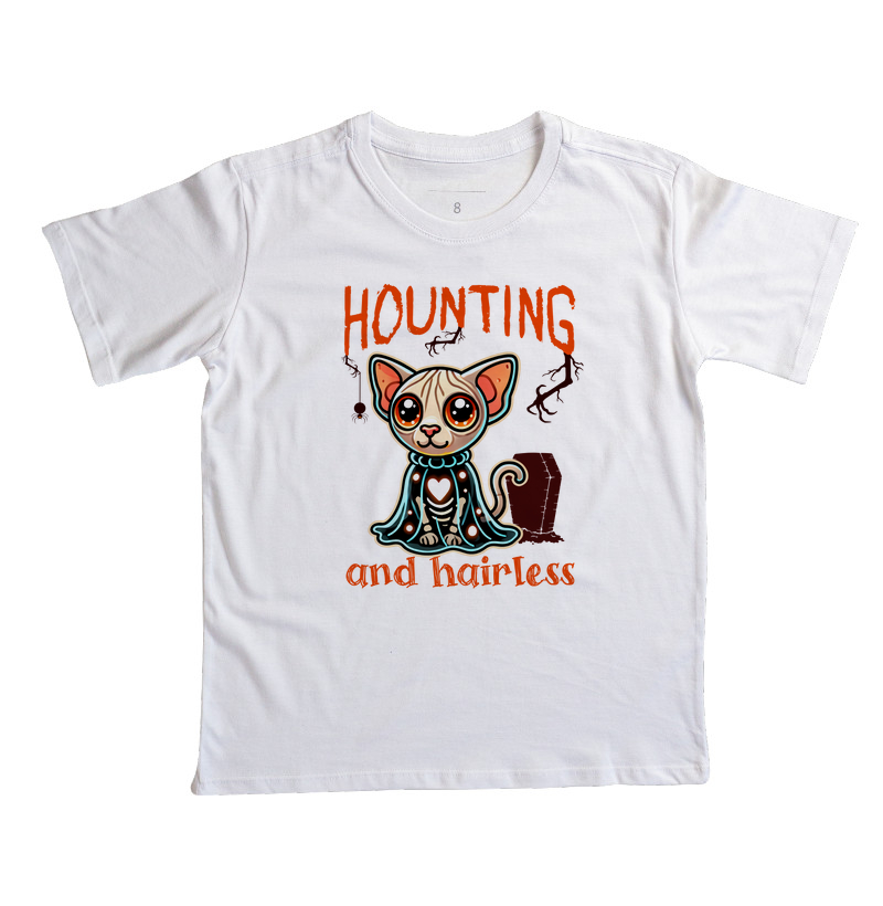 Camiseta Infantil Halloween Gato Sphynx