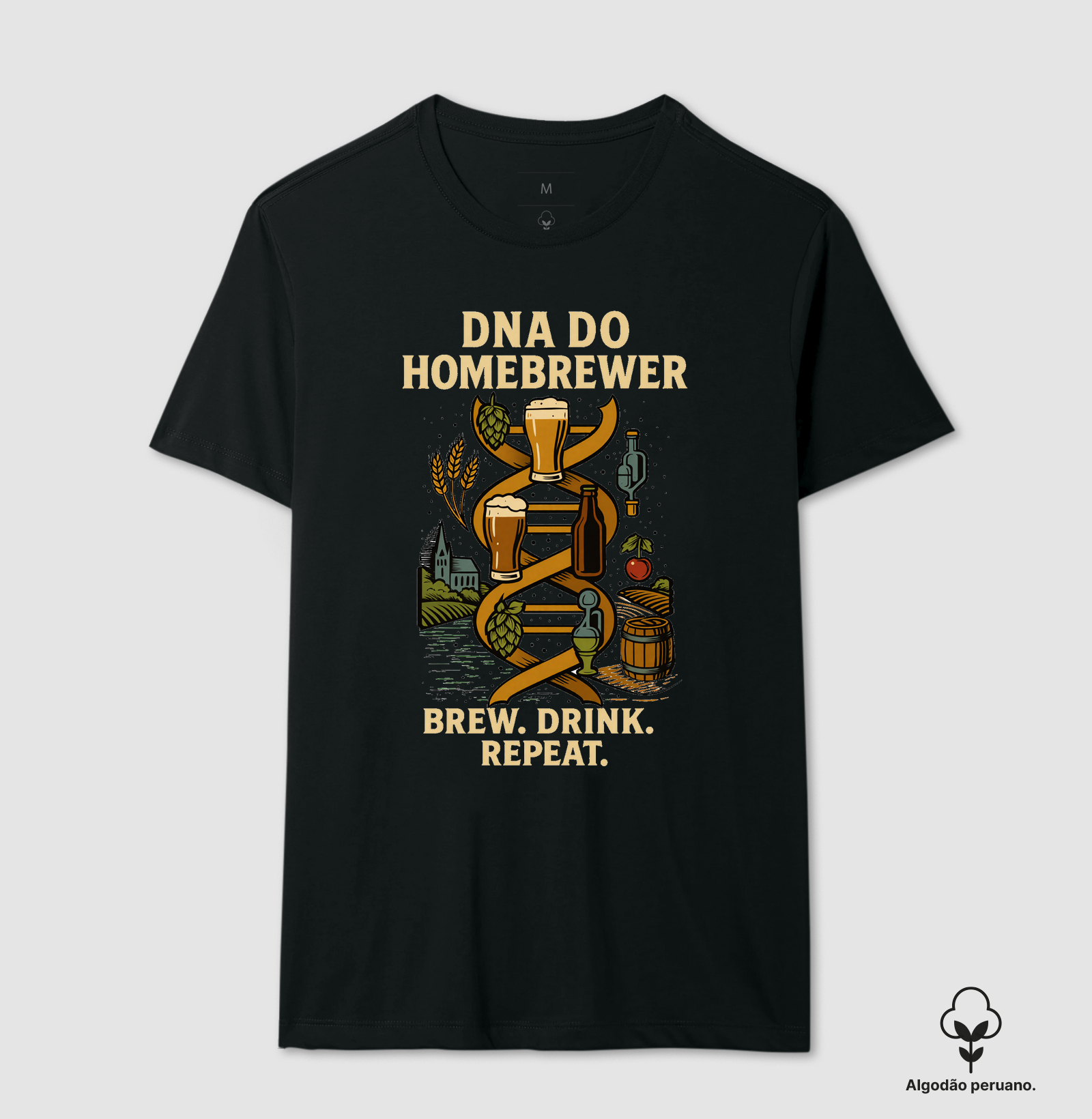 Camiseta DNA do Homebrewer – Brew. Drink. Repeat.