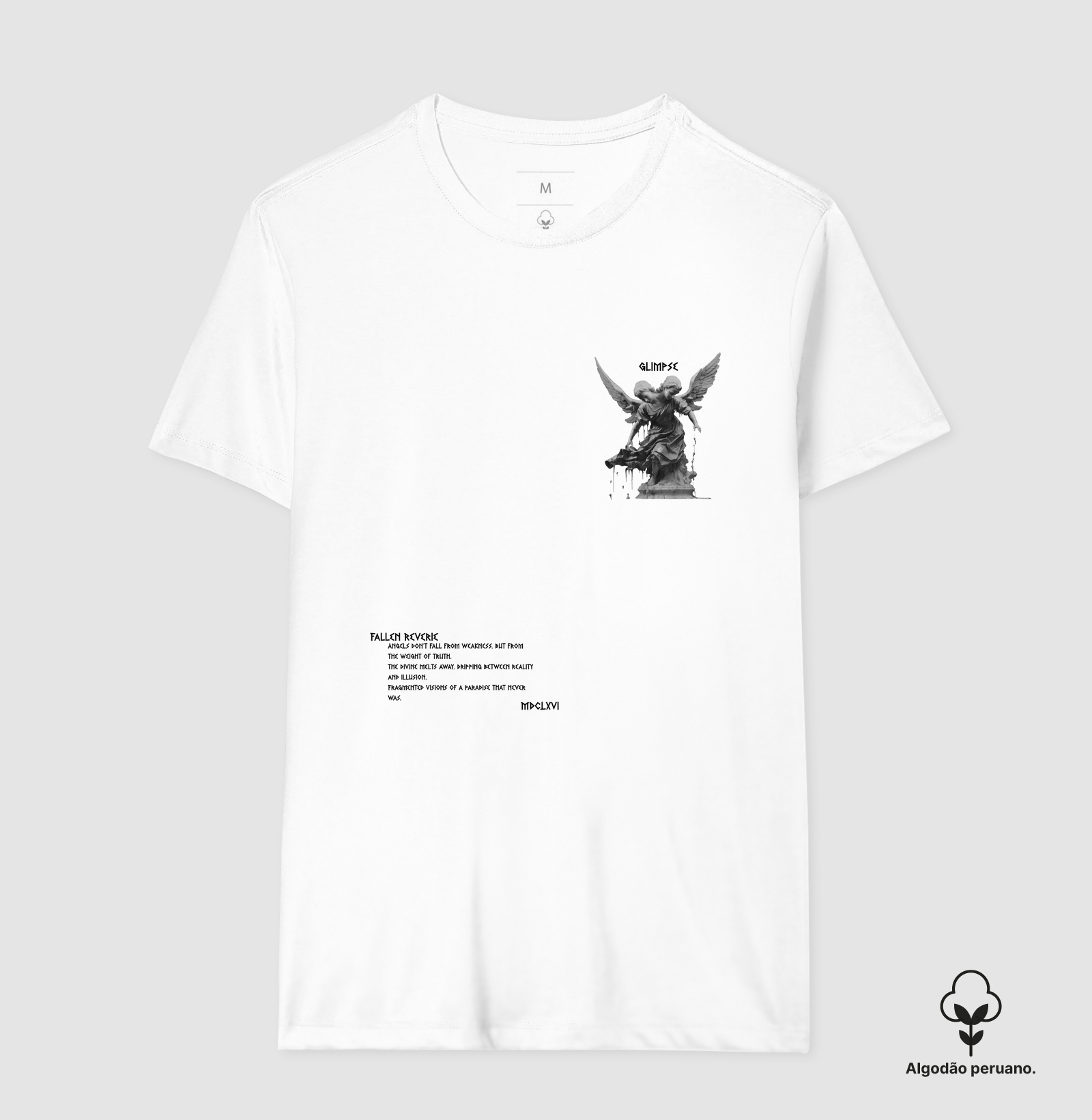 Camiseta streetwear Angels Glimpse branca.