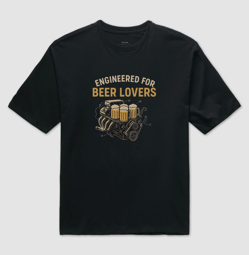 Camiseta Engineered for Beer Lovers Motor e Cerveja Artesanal