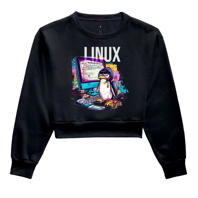 Moletom Cropped "Linux Reimagined" II - Logo - T.I