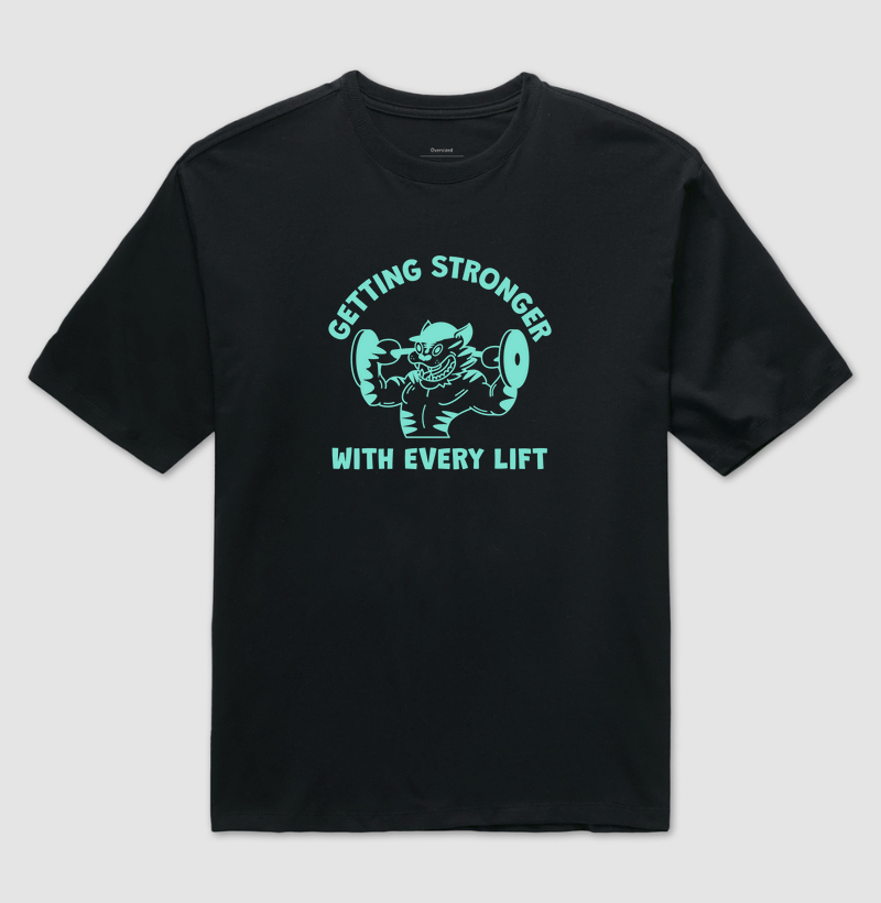 Camiseta Oversized Academia Gato Engraçada