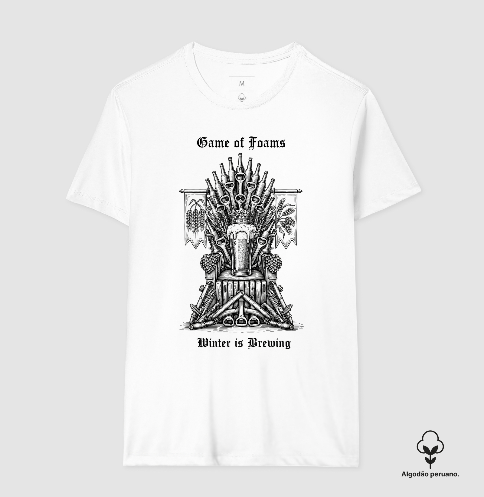Camiseta Game of Foams Winter is Brewing Trono Cerveja Artesanal