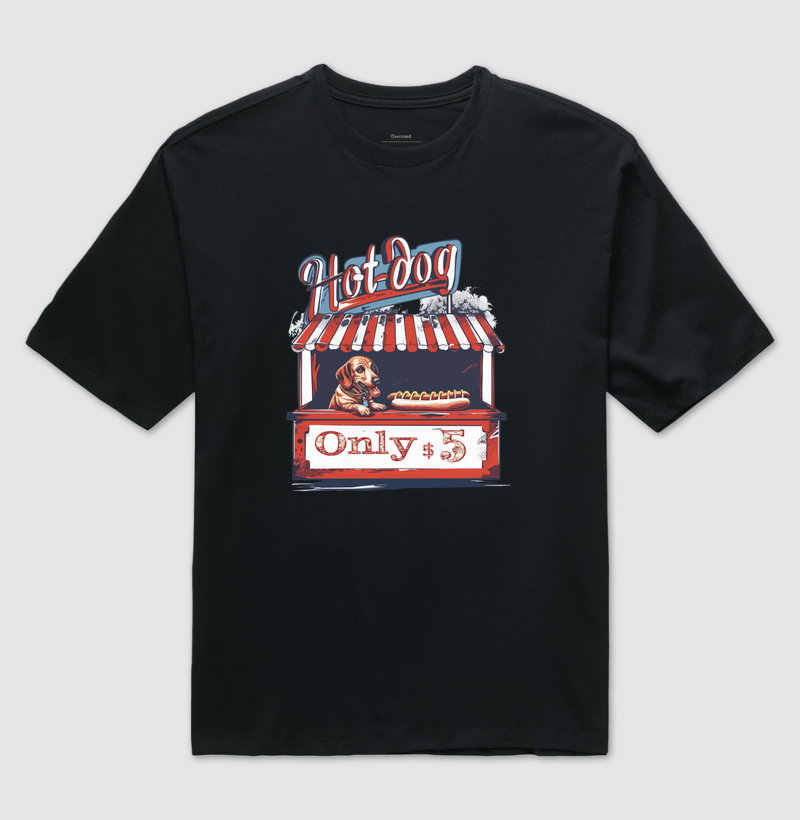Camiseta Oversized Dachshund Hot-Dog