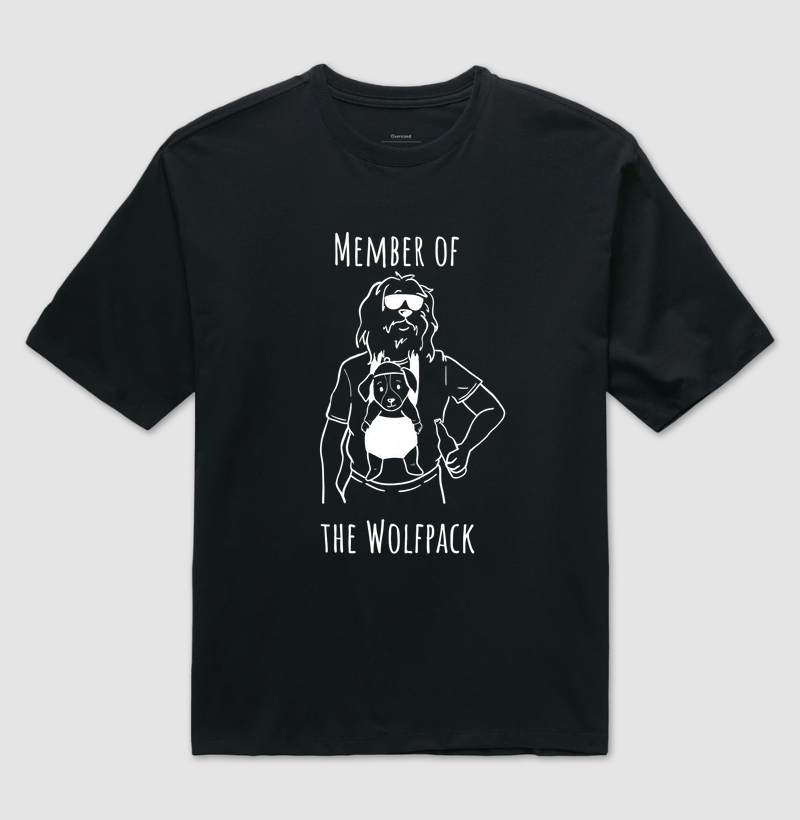 Camiseta Oversized Cachorro Divertida Member of the Wolfpack