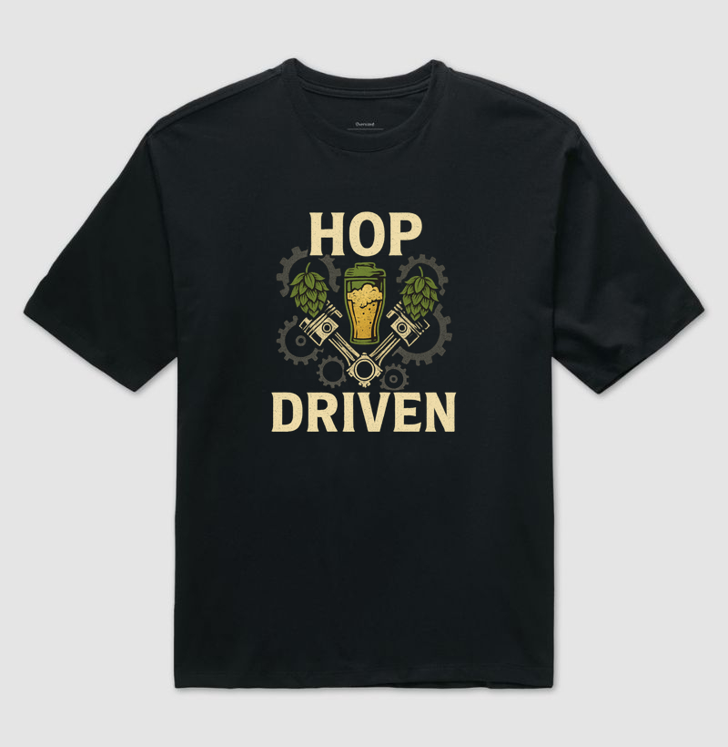 Camiseta Hop Driven – Engrenagens, Pistões e Chope