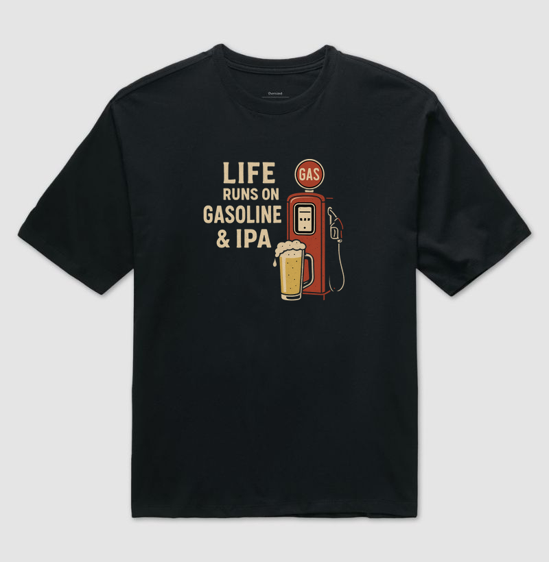 Camiseta Gasoline & IPA – Vida Movida a Chope e Combustível