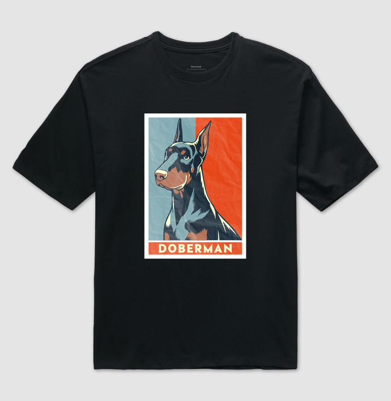 Camiseta Oversized Pop Art Doberman