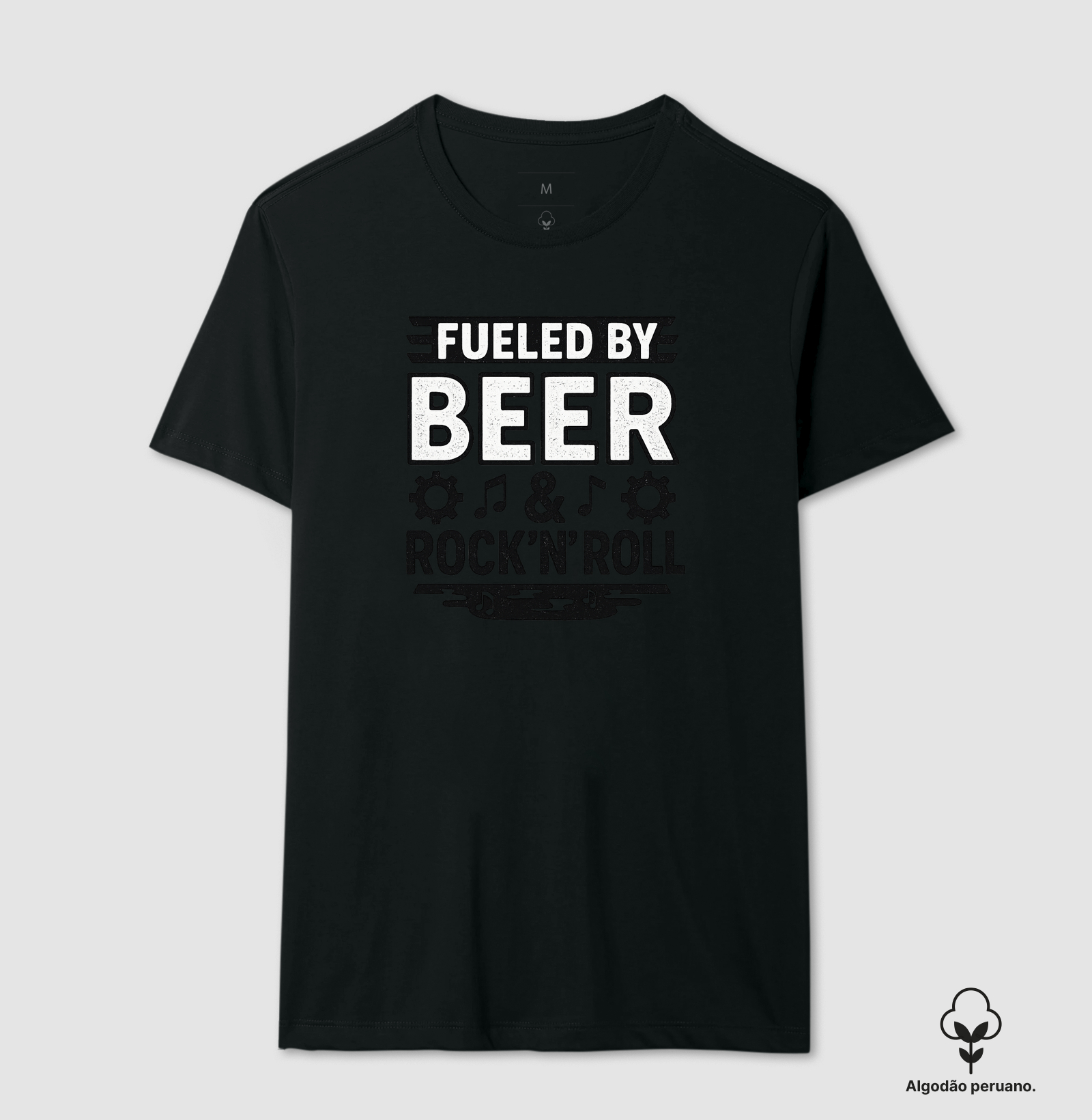 Camiseta Fueled by Beer and Rock’n’Roll – Estilo Cervejeiro e Musical