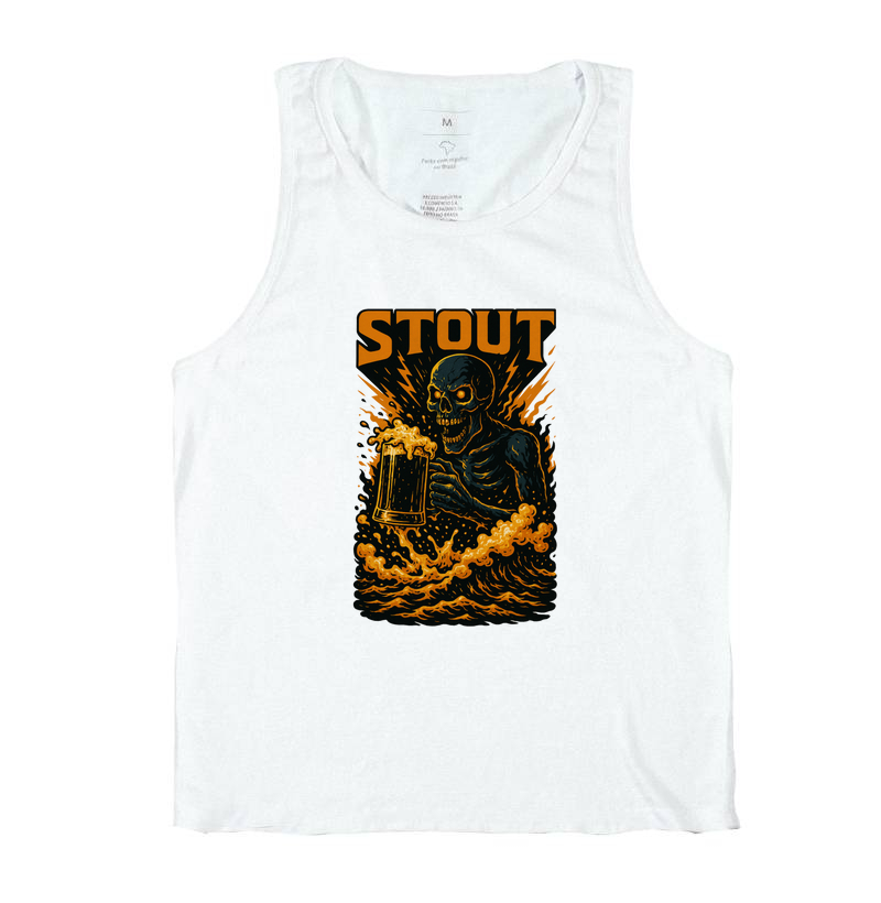 Camiseta Stout Skull Flame Estampa Dark Cerveja Artesanal