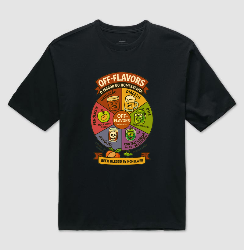 Camiseta Off-Flavors O Terror do Homebrewer Estampa Cerveja Artesanal