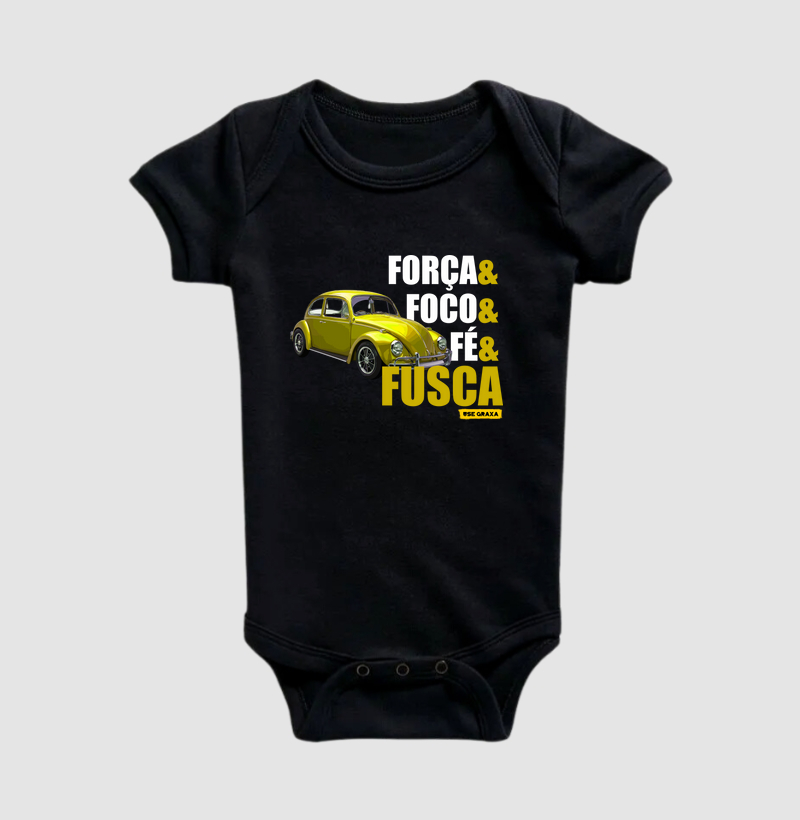 Força Foco Fé Fusca Amarelo
