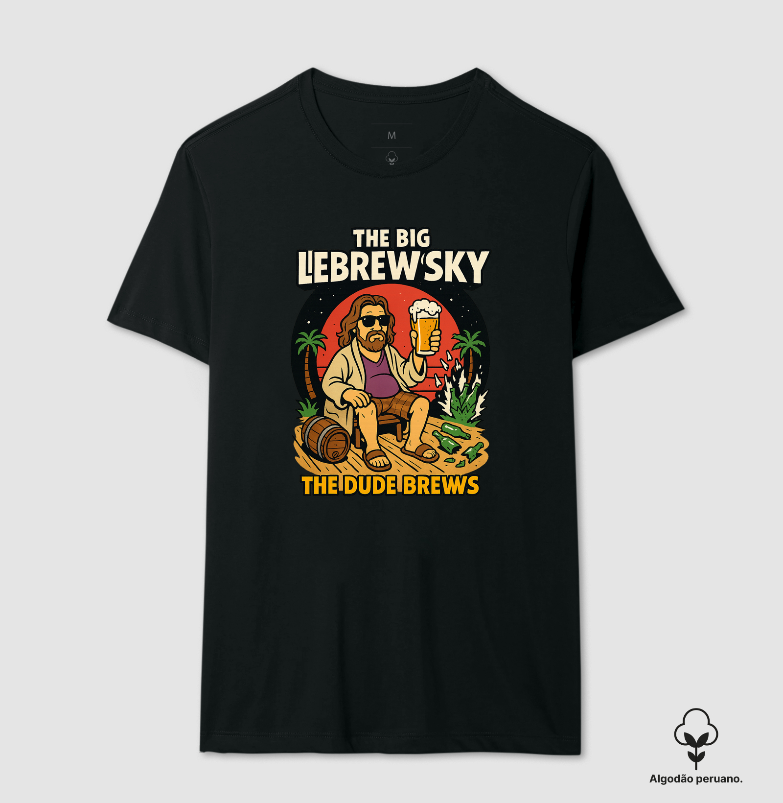 Camiseta The Big LeBrewsky The Dude Brews Pop Art Cerveja Artesanal