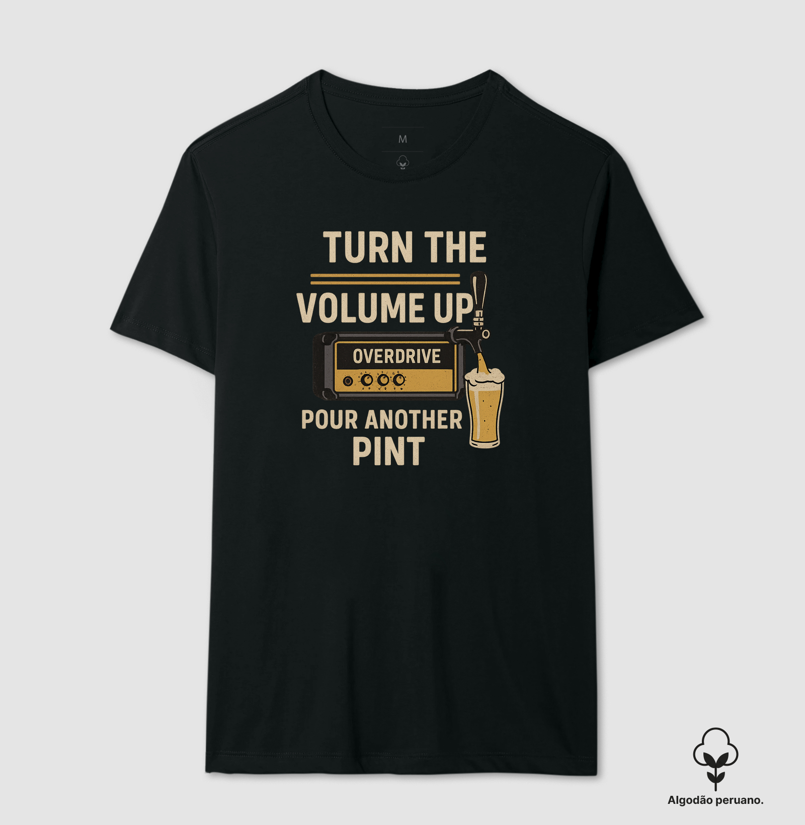 Camiseta Overdrive – Volume Máximo e Chope no Copo