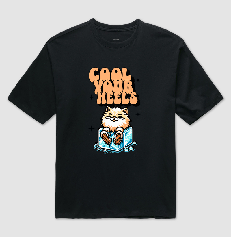 Camiseta Oversized Divertida Gato Persa