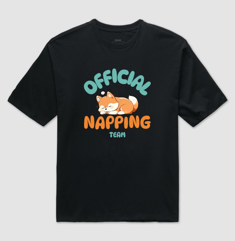 Camiseta Oversized Shiba Official Napping Team