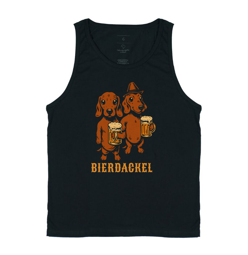 Camiseta Estampa Bierdackel Dachshund com Caneca de Cerveja