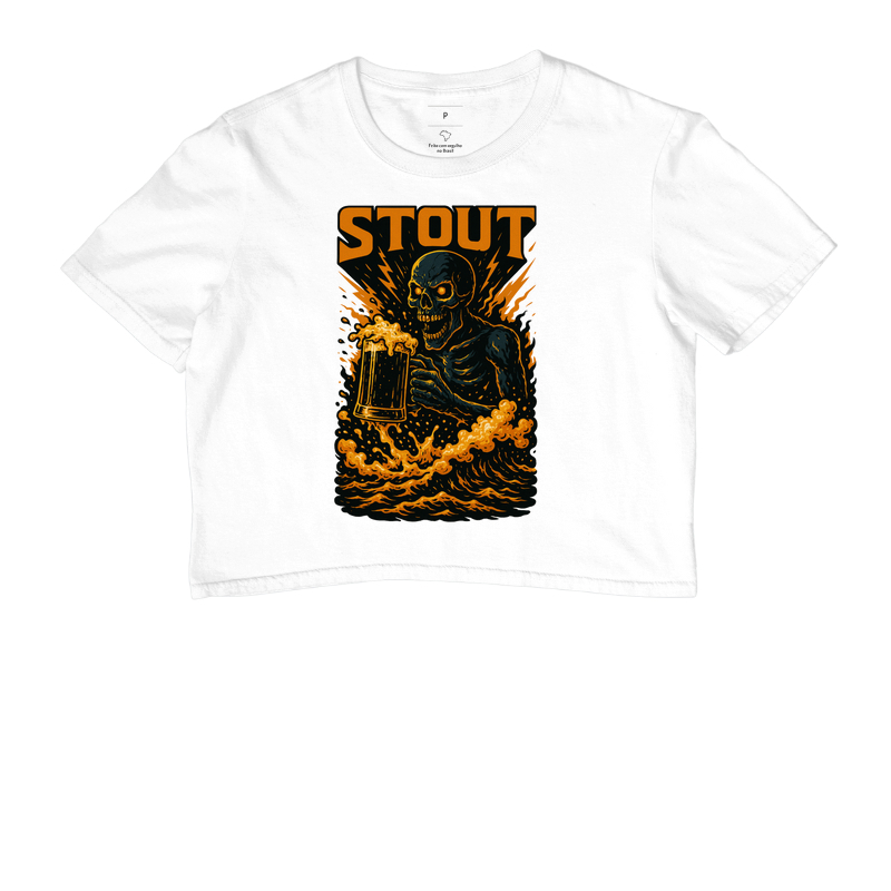 Camiseta Stout Skull Flame Estampa Dark Cerveja Artesanal