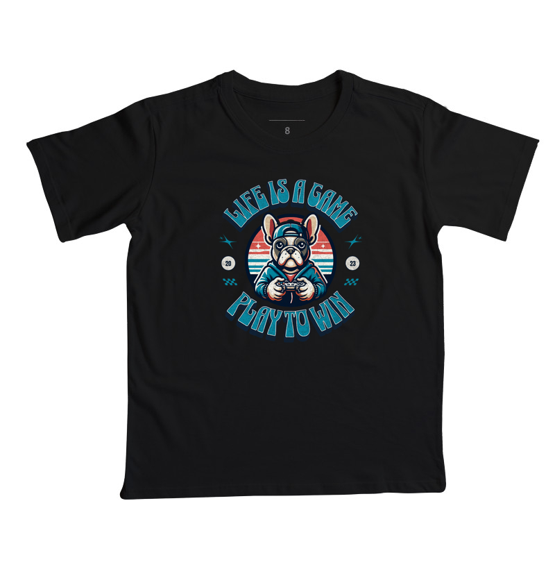 Camiseta Infantil Gamer Bulldog Francês