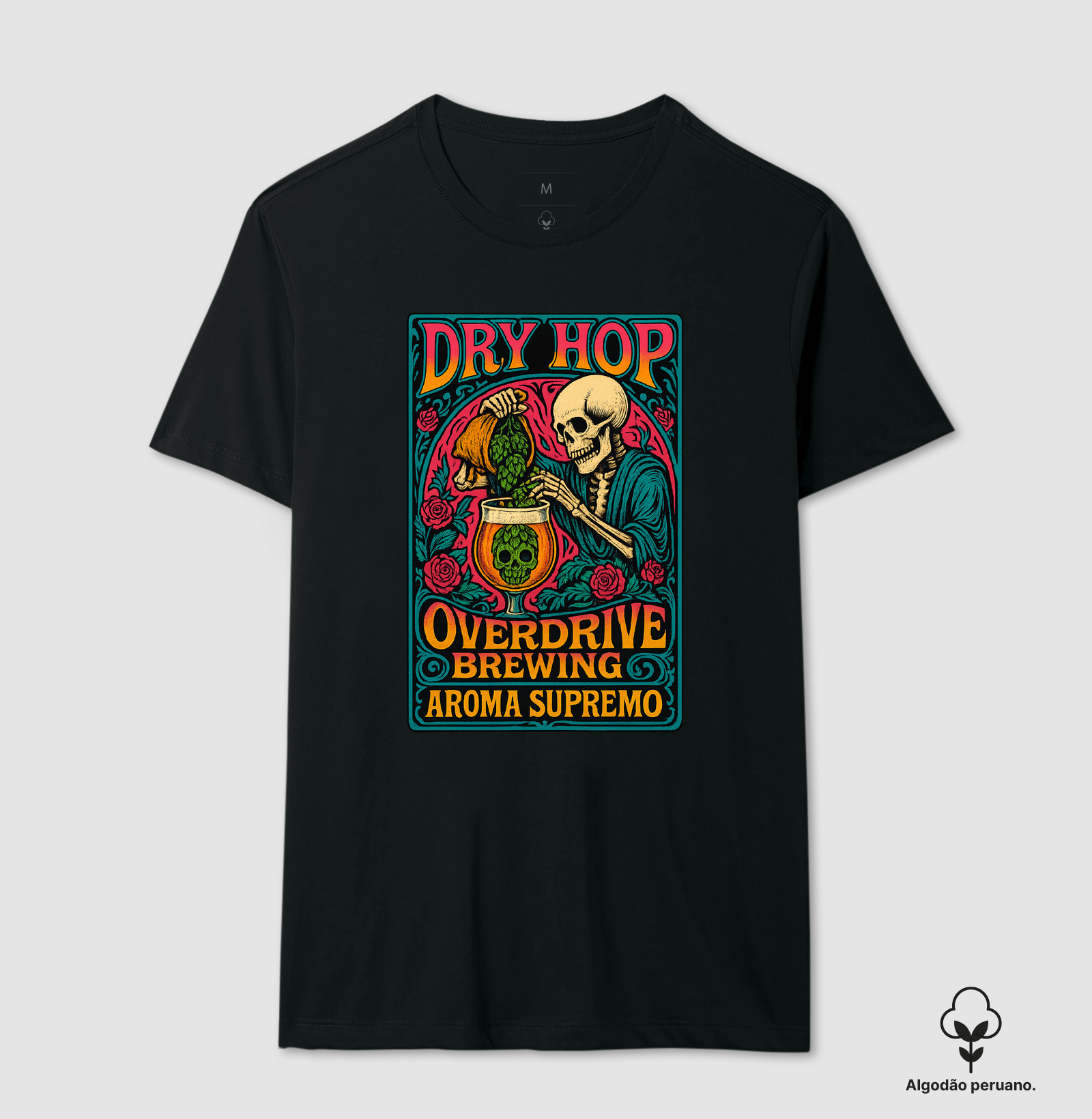 Camiseta Dry Hop Overdrive – Caveira, Lúpulo e Aroma Supremo