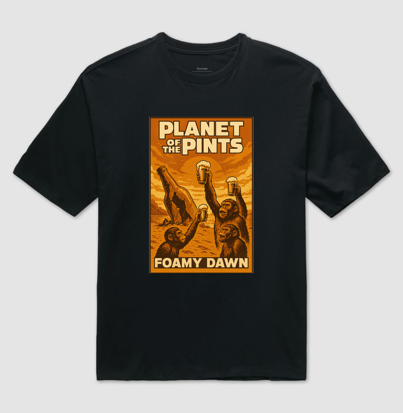 Camiseta Planet of the Pints – Foamy Dawn Retrô