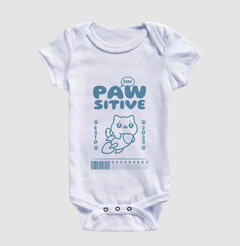 Body Infantil Fofo Gato Stay Pawsitive