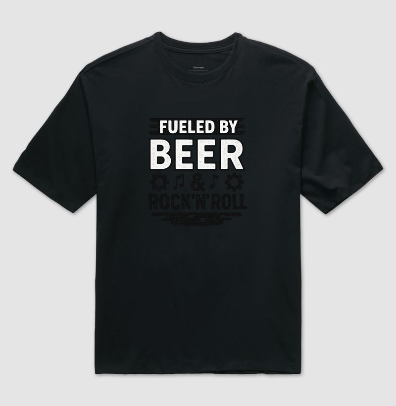 Camiseta Fueled by Beer and Rock’n’Roll – Estilo Cervejeiro e Musical