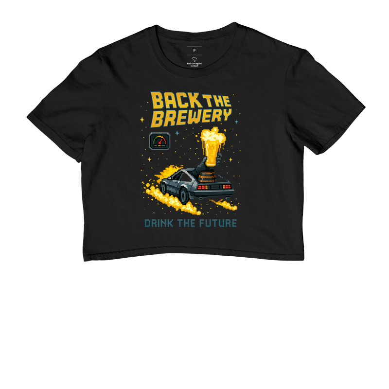 Camiseta Back the Brewery – Carro Futurista e Chope Pixel Art