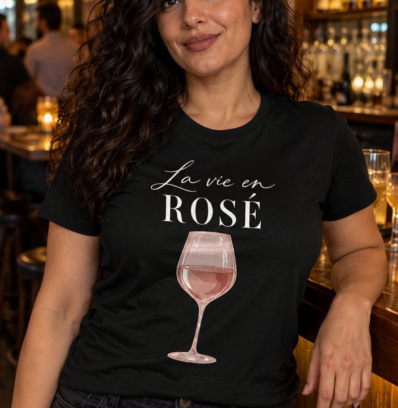 Camiseta La Vie en Rosé – Taça de Vinho Rosé - Camiseta