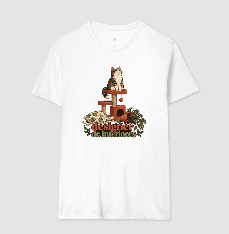 Camiseta Gato Humor "designer de interiores" | Pelo & Pano - Imagem 4
