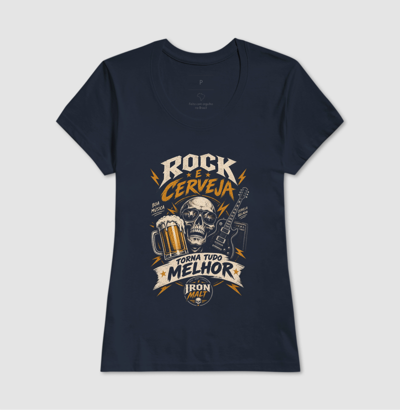 Camiseta Rock e Cerveja Caveira com Guitarra – Estilo Rock’n Roll | Iron Malte - Imagem 5