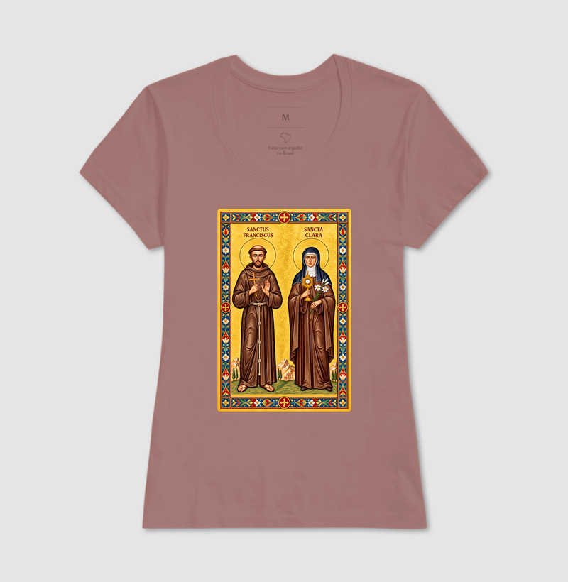 Camiseta São Francisco e Santa Clara de Assis Moldura - Imagem 15