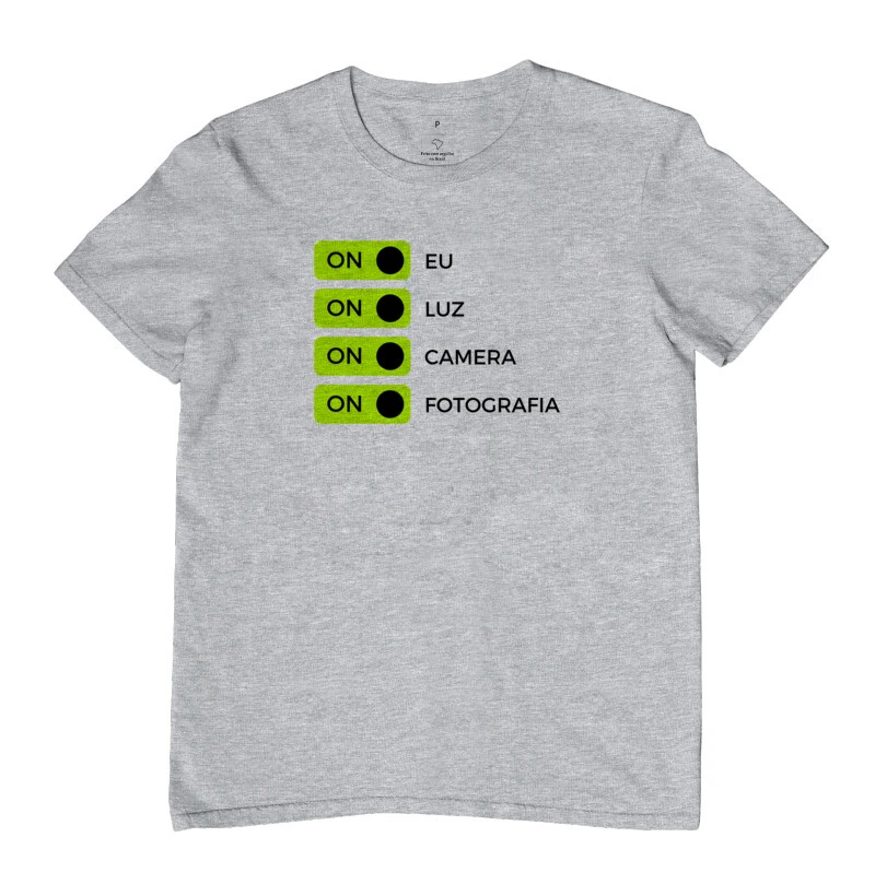 Camiseta on eu, on luz, on câmera & on fotografia  - Imagem 7