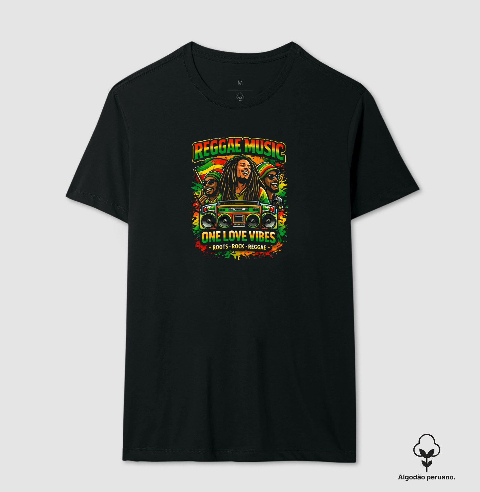 Camiseta One Love Vibes.  Coleção Reggae Music. Masculina e Feminina. Algodão Peruano. - Imagem 4