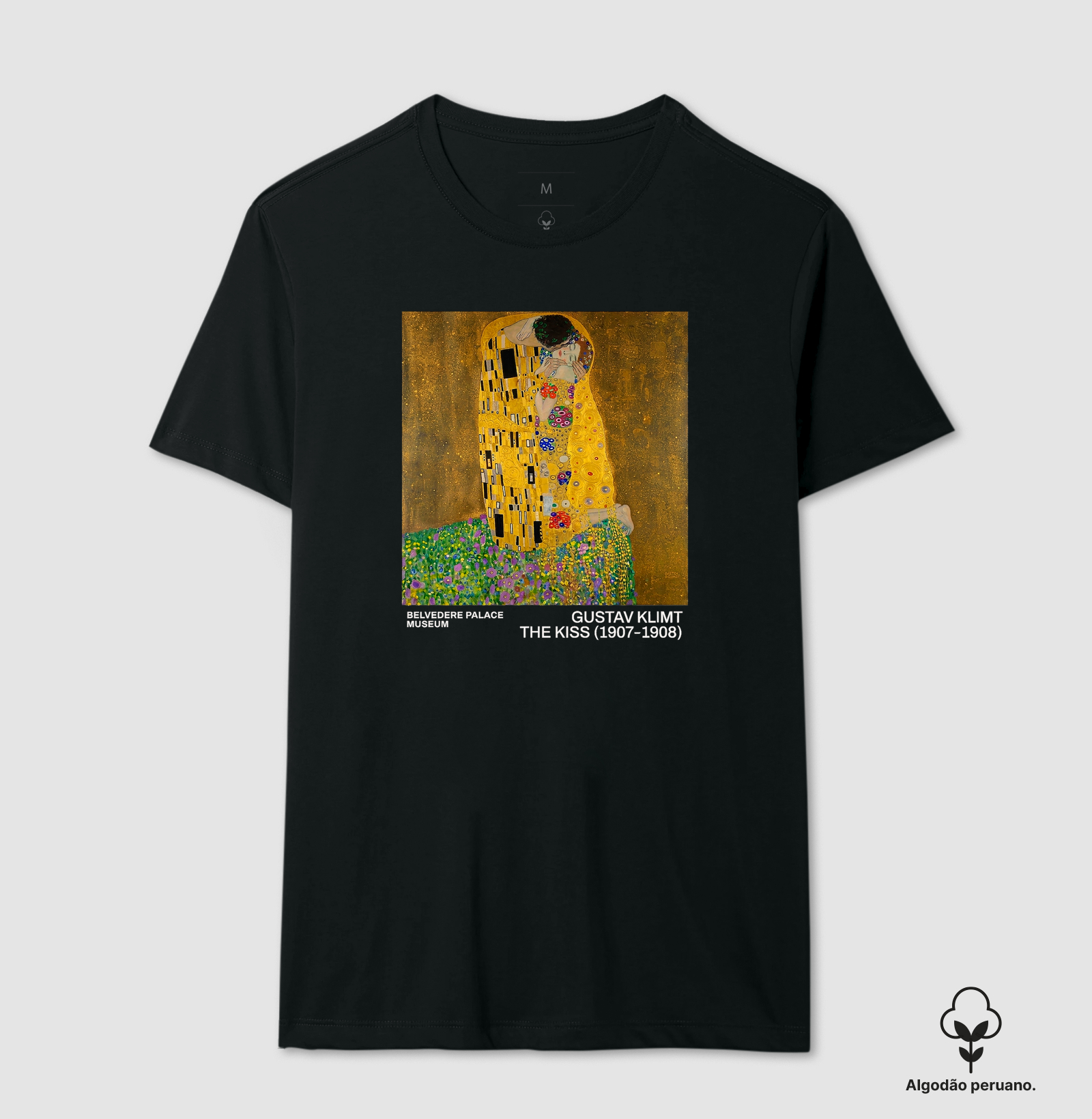 Camiseta Algodão Peruano Gustav Klimt O Beijo The Kiss 1907 - Imagem 3