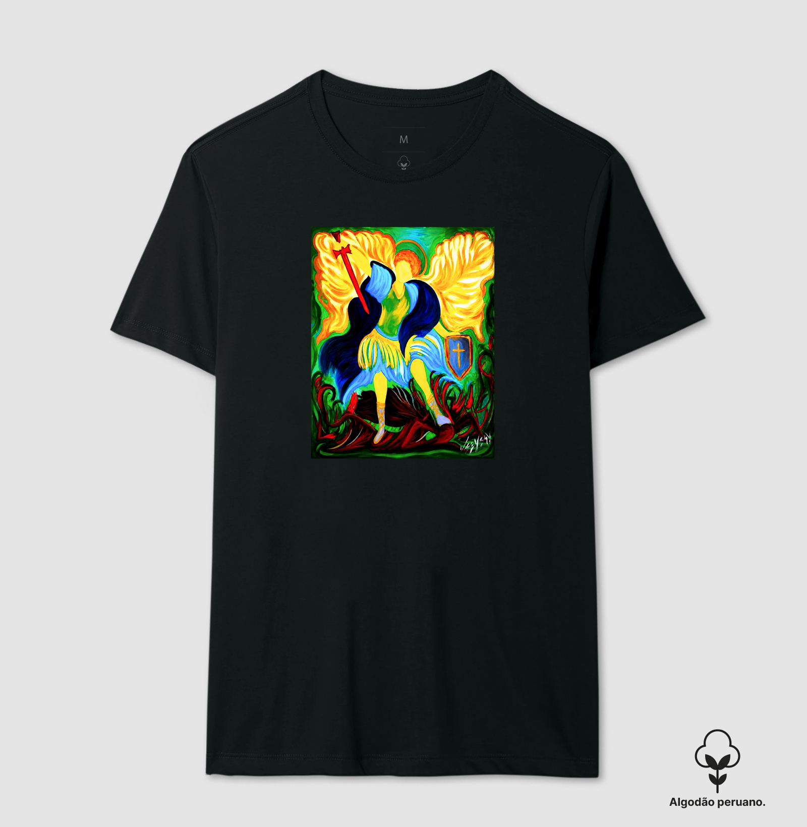 Camiseta Algodão Peruano São Miguel Arte Sacra - Imagem 5