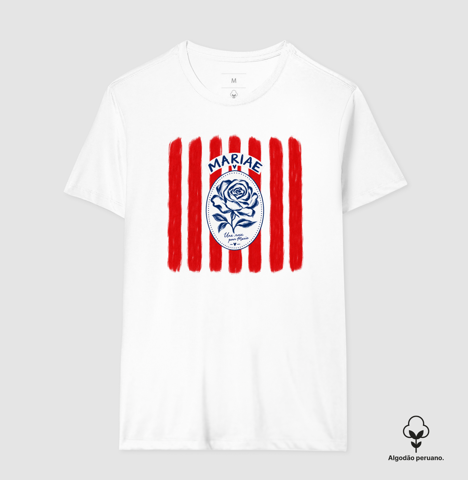 Rosas red stripes - algodão peruano - Imagem 2