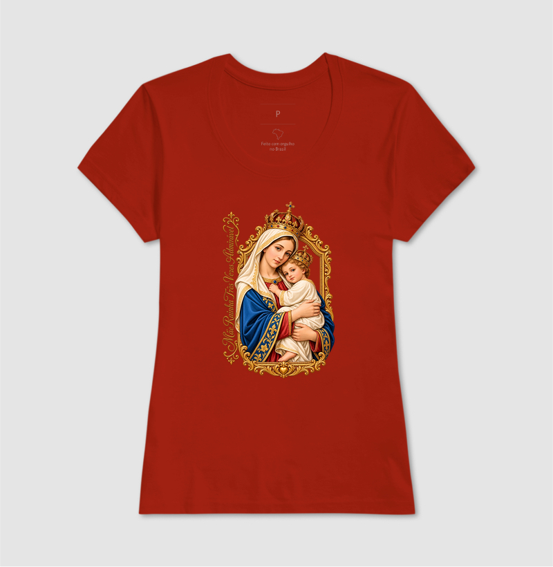 Camiseta Mãe Rainha Três Vezes Admirável Com Menino Jesus - Imagem 9