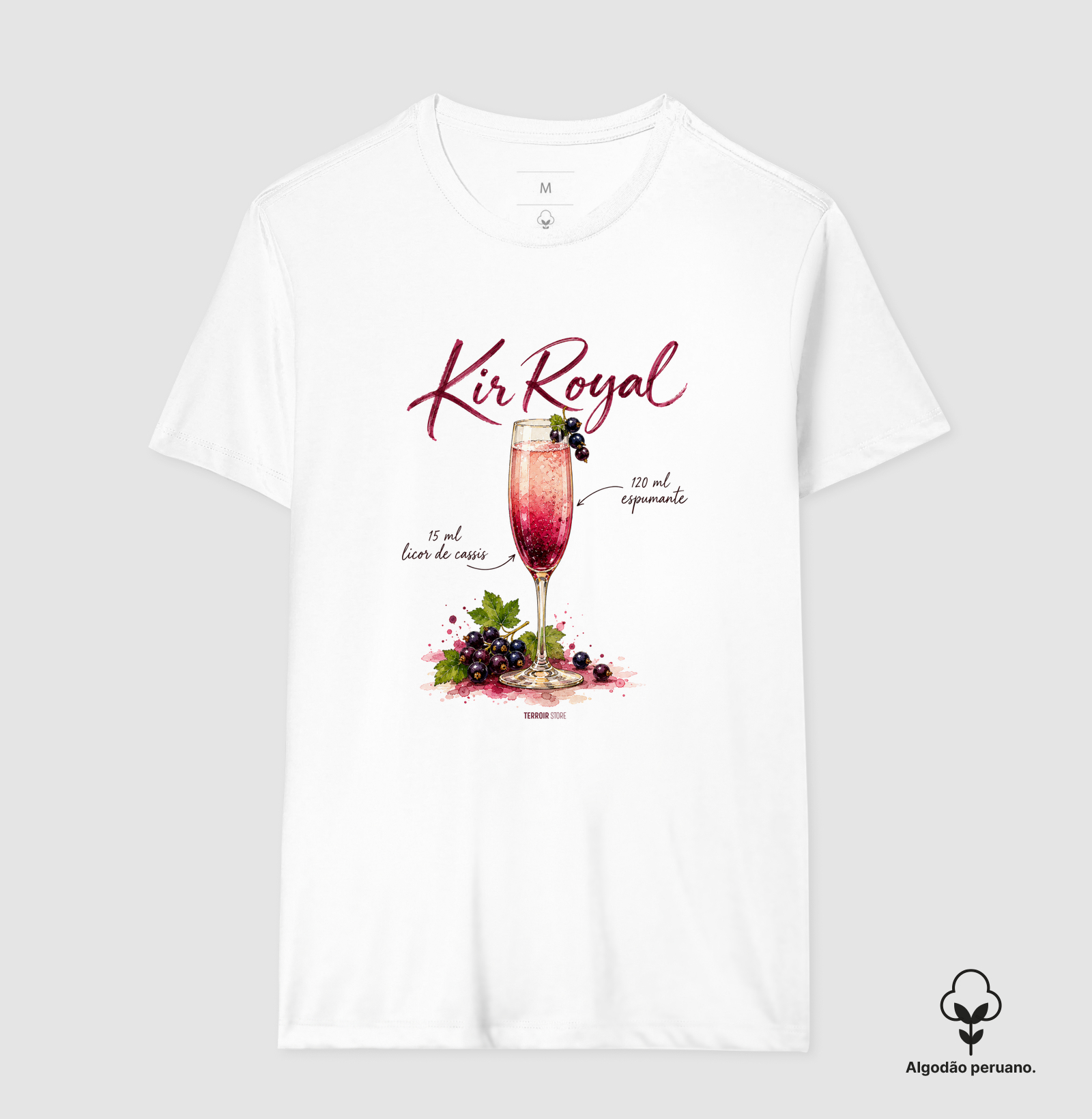 Camiseta Algodão Peruano Kir Royal – Drink com Espumante e Licor de Cassis - Imagem 2