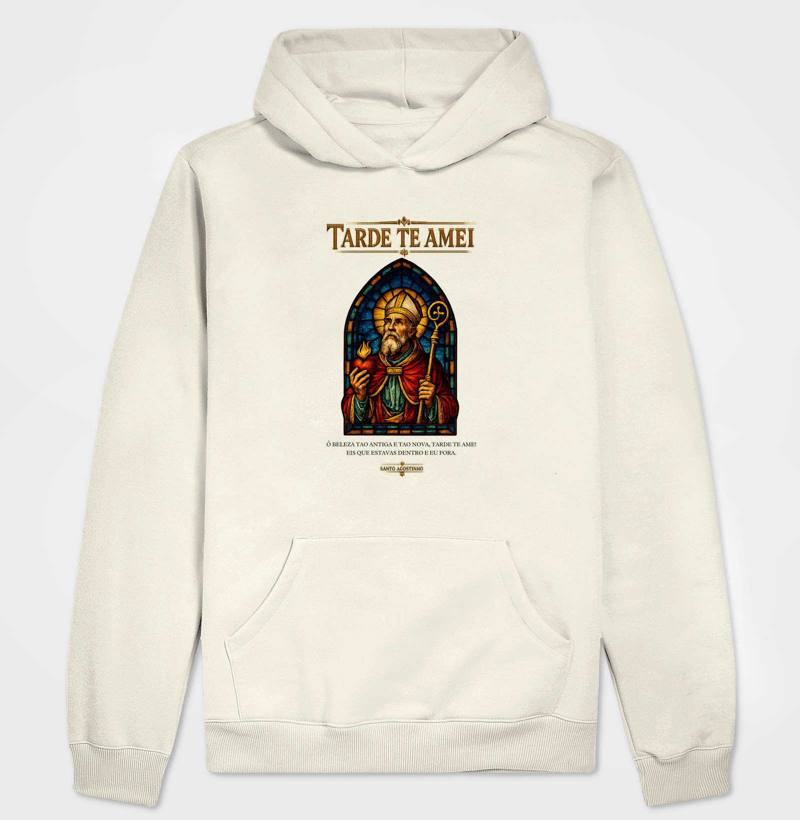 Hoodie Moletom Santo Agostinho Vitral Tarde te Amei - Imagem 3