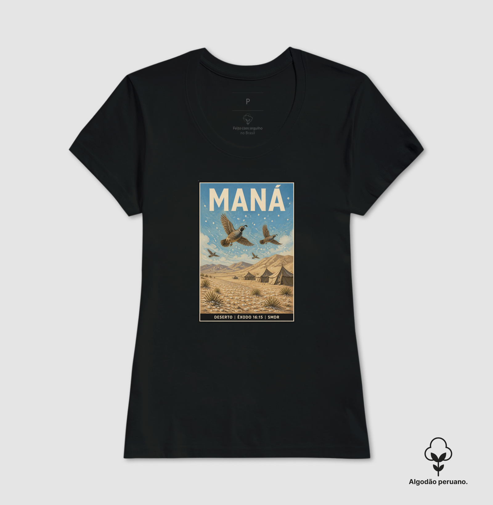 Camiseta Algodão Peruano Feminina Cristã Maná - Camiseta Algodão Peruano